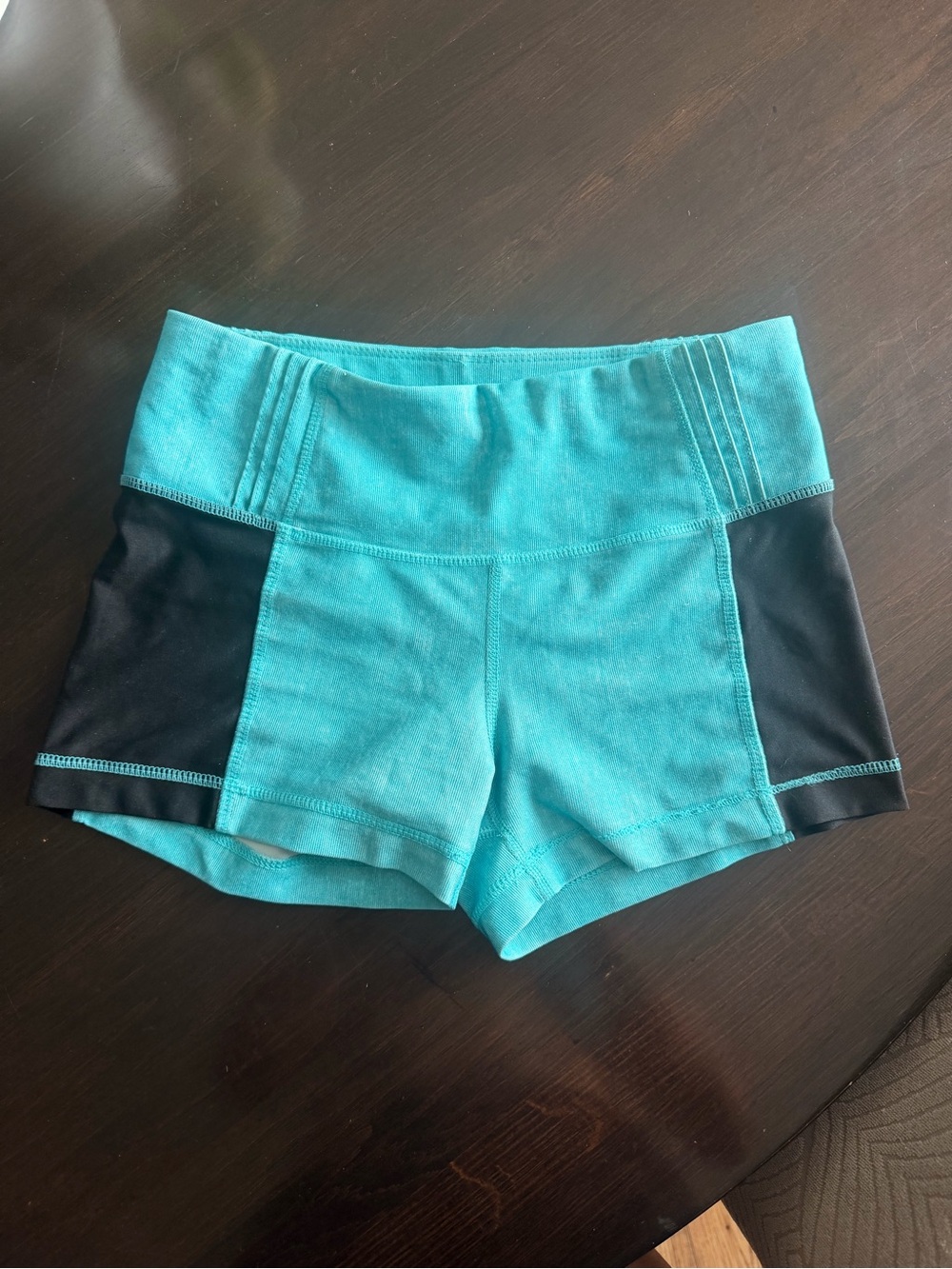 90 Degree By Reflex Teal and Black High-Rise Bike Shorts